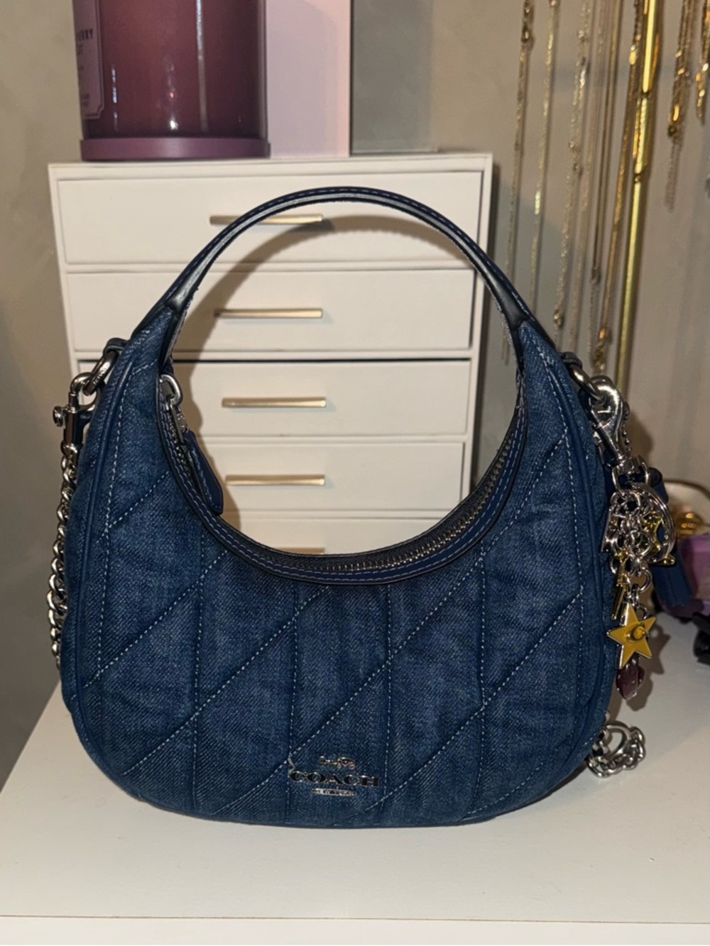 Coach Blue Denim Carmen Mini Crossbody Bag